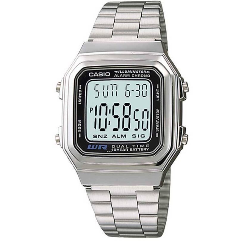 CASIO A178WA-1A MEN’S ILLUMINATOR STAINLESS STEEL WATCH