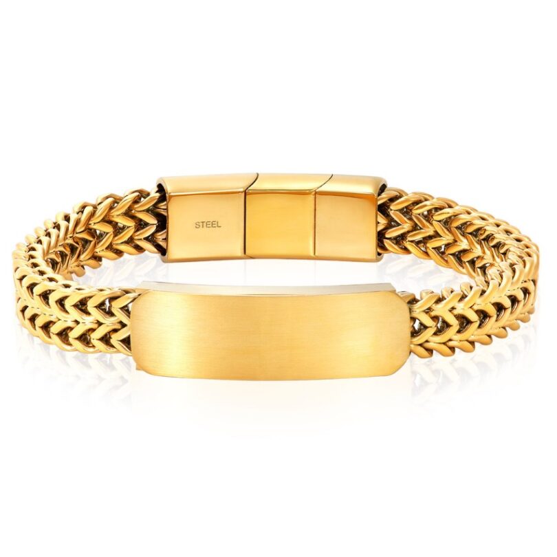 INVICTA B8622 MEN’S DOUBLE ROW FRANCO ID GOLD BRACELET - Image 2