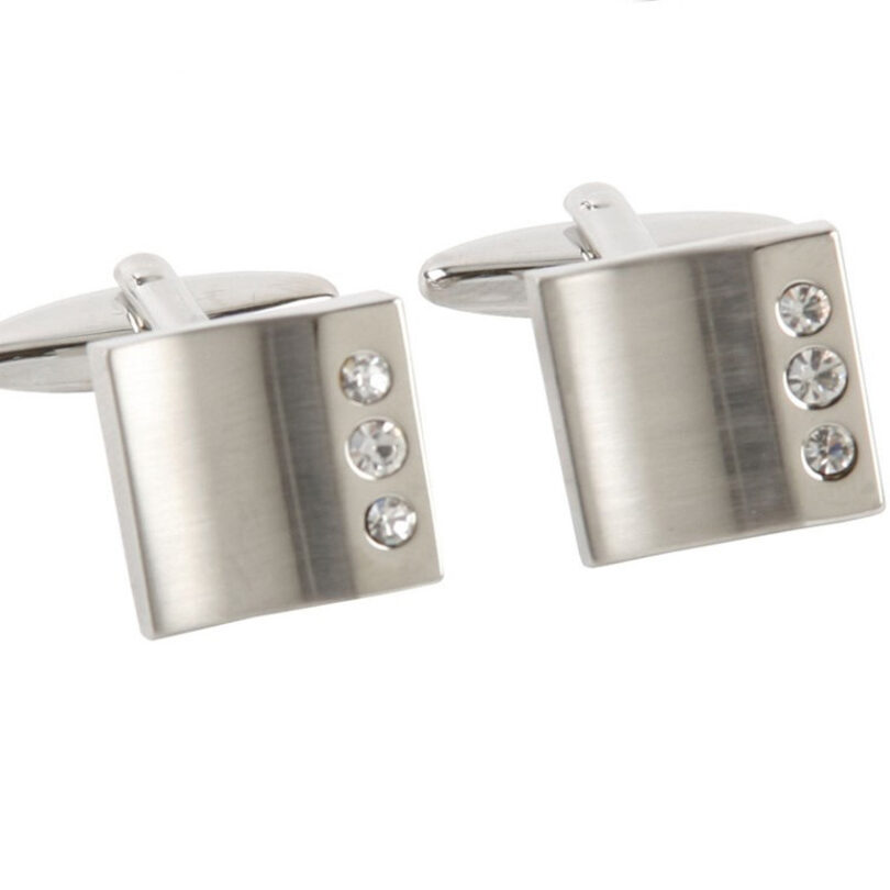 HARVEY MAKIN HM183 MEN’S CUFFLINKS – PLAIN WITH DIAMANTES - Image 5