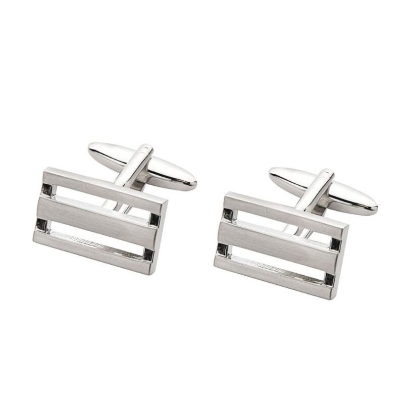 HARVEY MAKIN HM2257 BRUSHED RHODIUM OBLONG CUFFLINKS