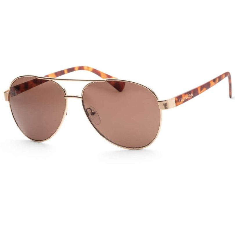 CALVIN-KLEIN-CK19316S-717 Men’s Aviator Gold Frame Brown Lens Sunglasses - Image 2