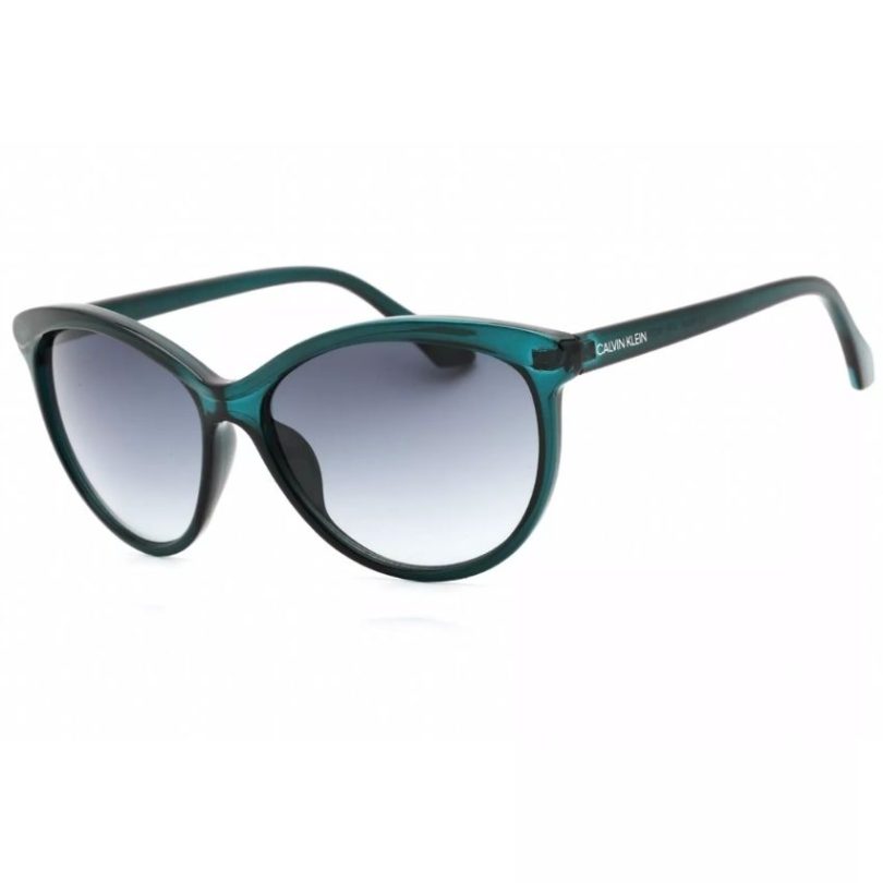 CALVIN KLEIN CK19534S-430 Women’s Crystal Teal Cat Eye Frame Sunglasses - Image 2