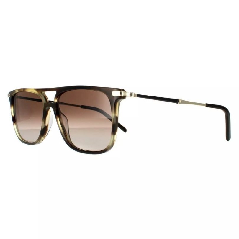 Salvatore Ferragamo SF966S-319 Men’s Striped Khaki Grey Gradient Browbar Sunglasses