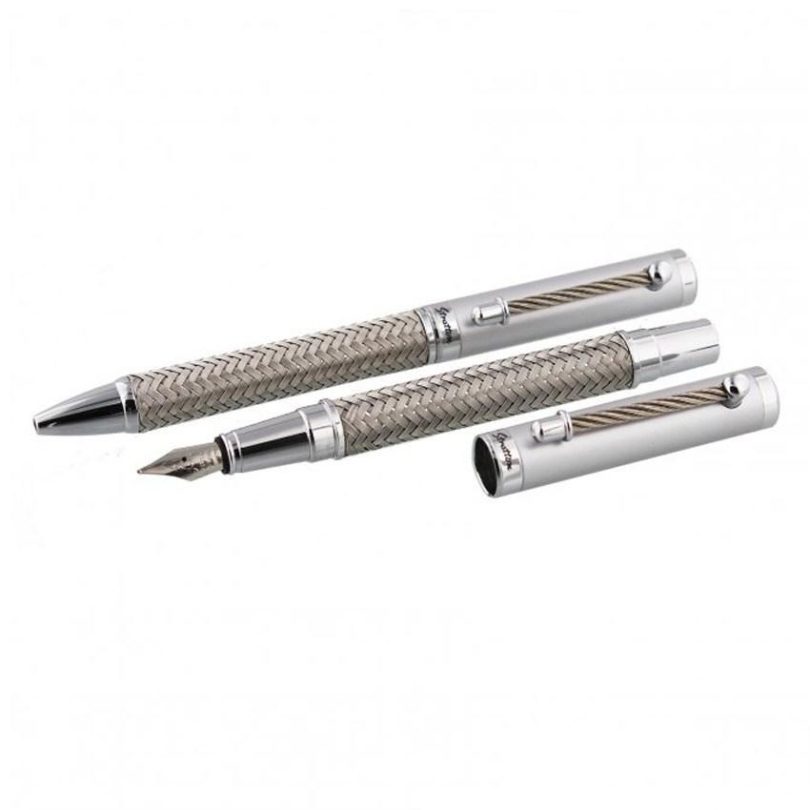 Stratton ST1003 Rollerball & Fountain Pen Set – 2 Tone Silver