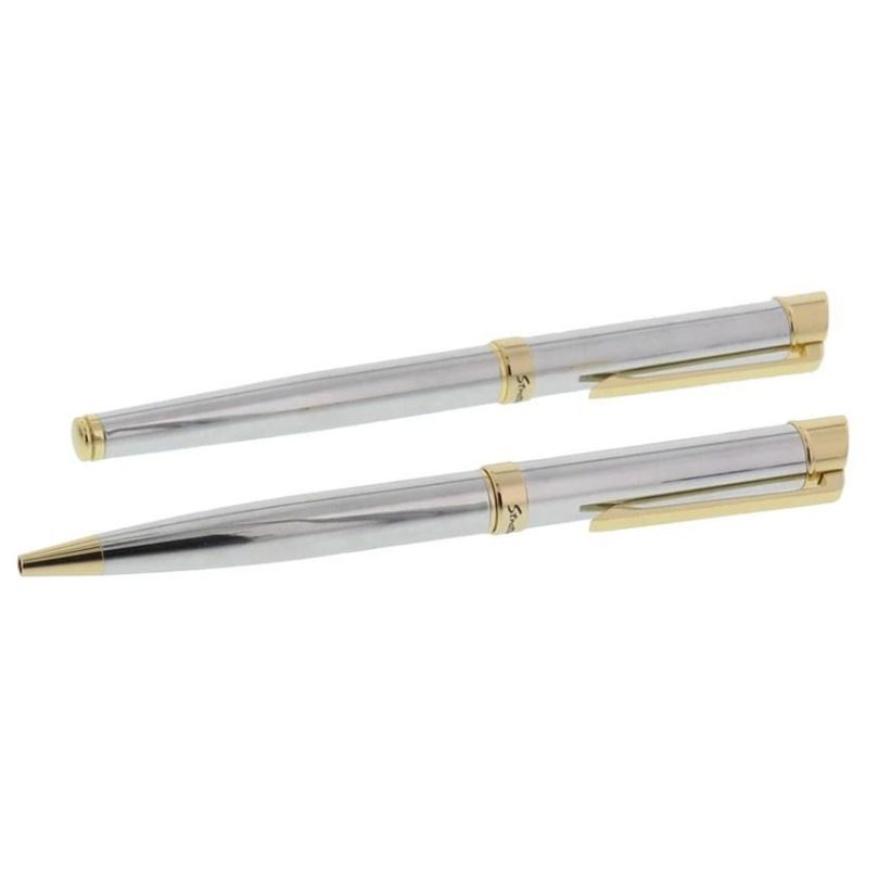 Stratton ST1004 Ball Point & Roller Ball Pen Set – Silver & Gold