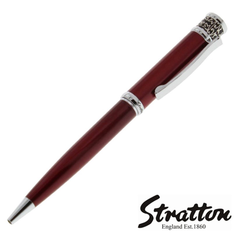 Stratton ST1019 Ball Point Pen – Red with Etched Pattern Top