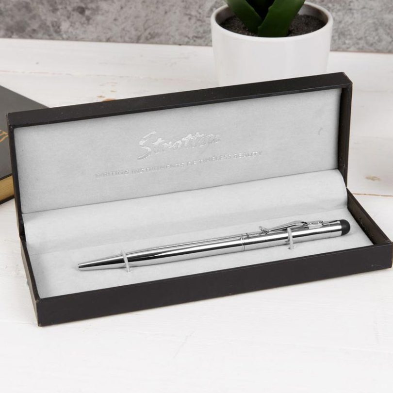 Stratton ST1198 Ball Point Pen Silver Barrel with Stylus - Image 2
