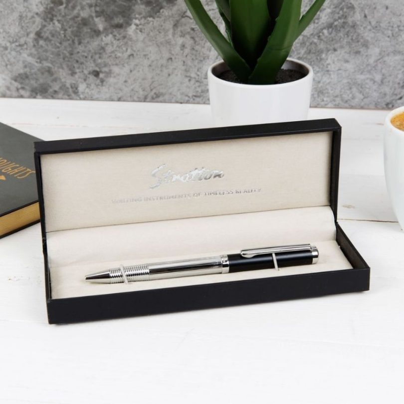 STRATTON ST1218 BALLPOINT PEN – BLACK & SILVER