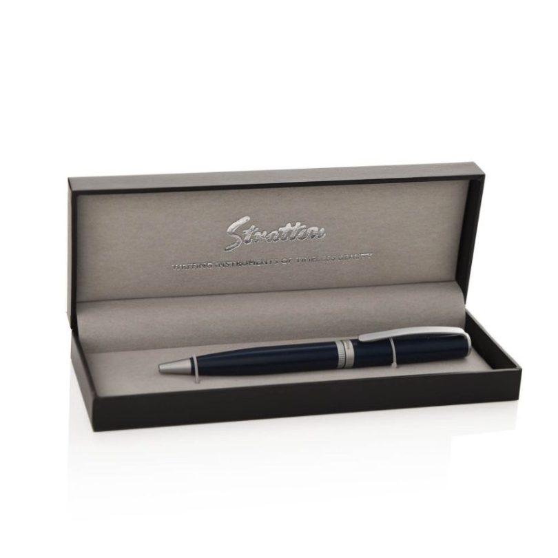 Stratton ST2047 Ballpoint Pen – Blue and Silver - Image 2